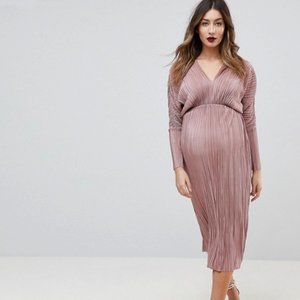 ASOS Maternity Batwing V-neck Plisse Midi Dress
